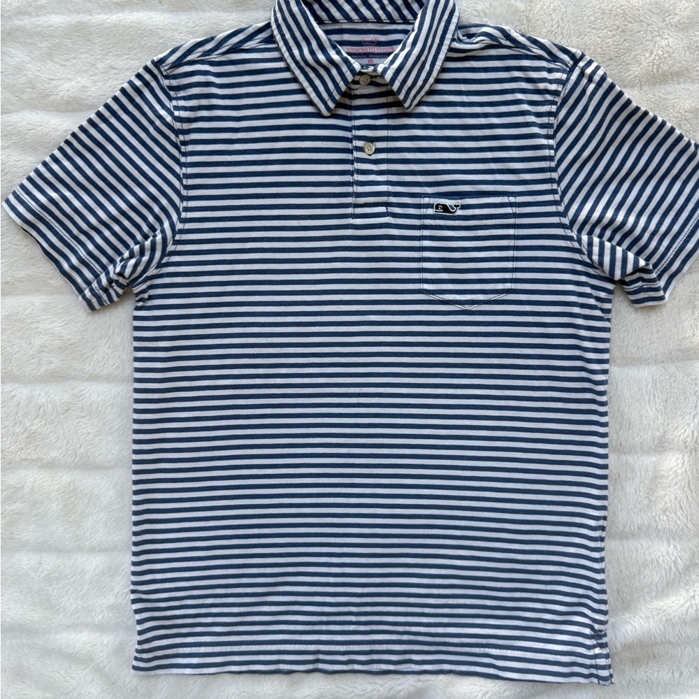 Vineyard Vines Navy and White Striped Polo Shirt
